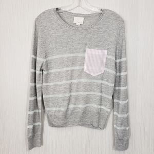 Band of outsiders silk / cashmere blend lightweight striped sweater